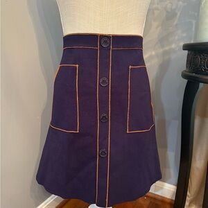 Sandro Purple A-Line Skirt with Orange Stitching